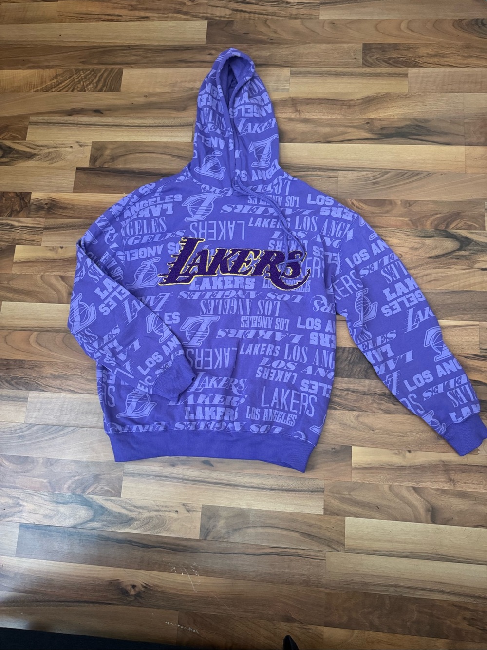 NBA Purple Lakers Pullover Hoodie with Yellow Accents